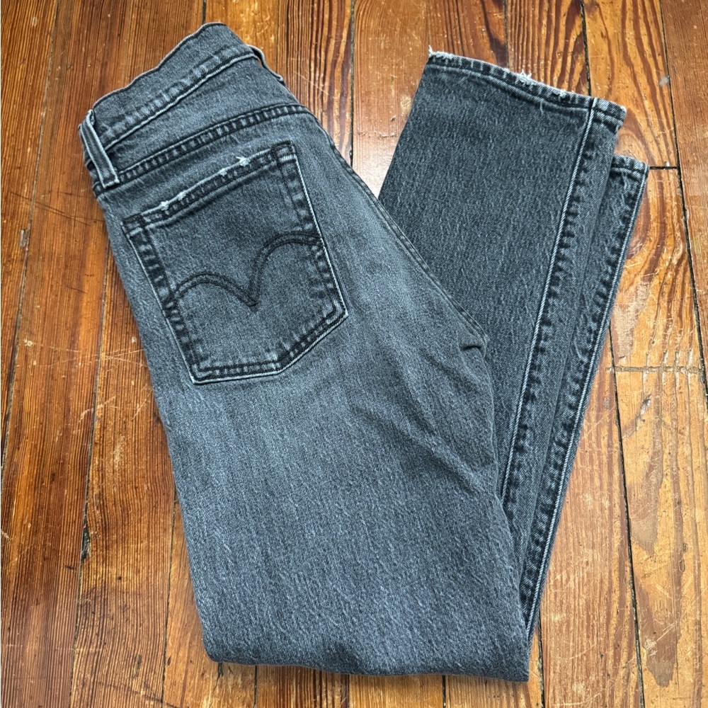 Levi's Washed Black Wedgie Straight Jeans